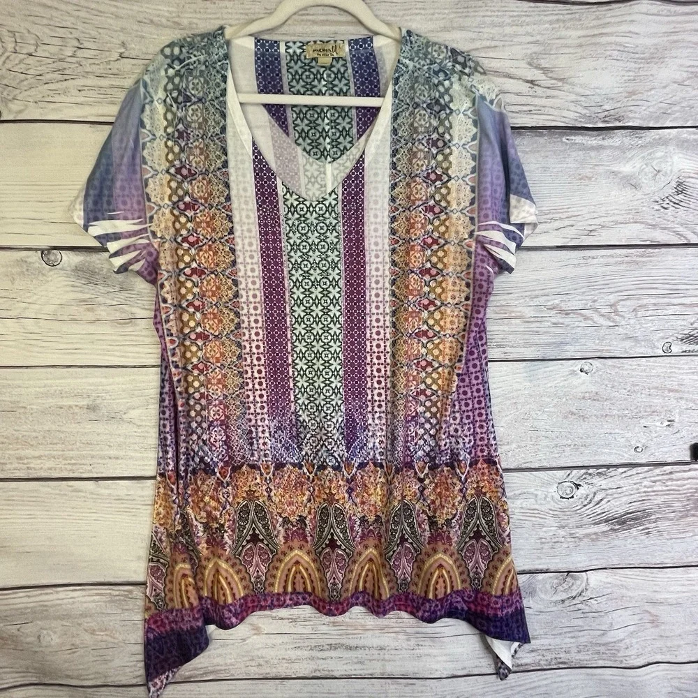 Apt 9 and One World Top Size L Women's Boho Rhinestones 2 for $10 - Picture 2 of 13